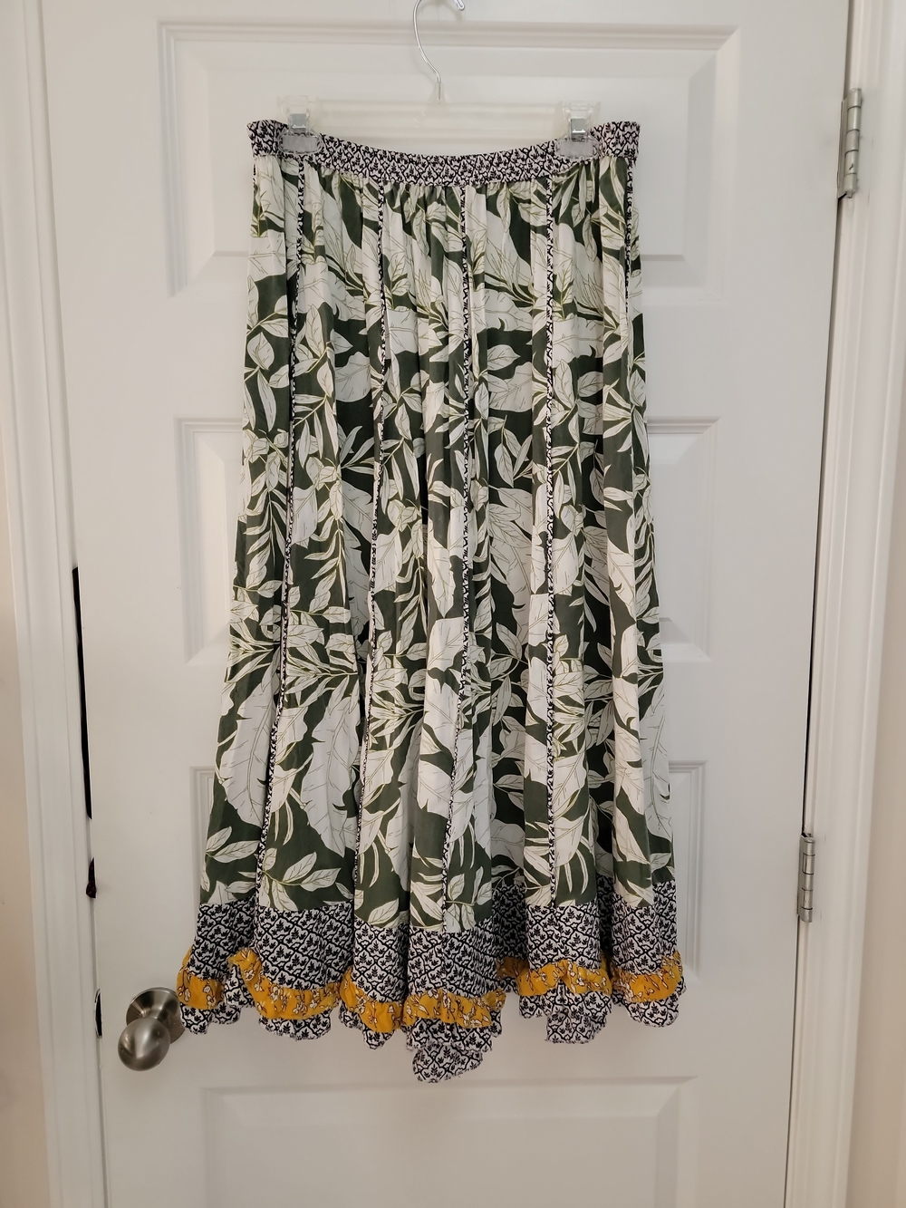 Philosophy Olive Green and White Floral Maxi Skirt with Yellow Border - Picture 2 of 8